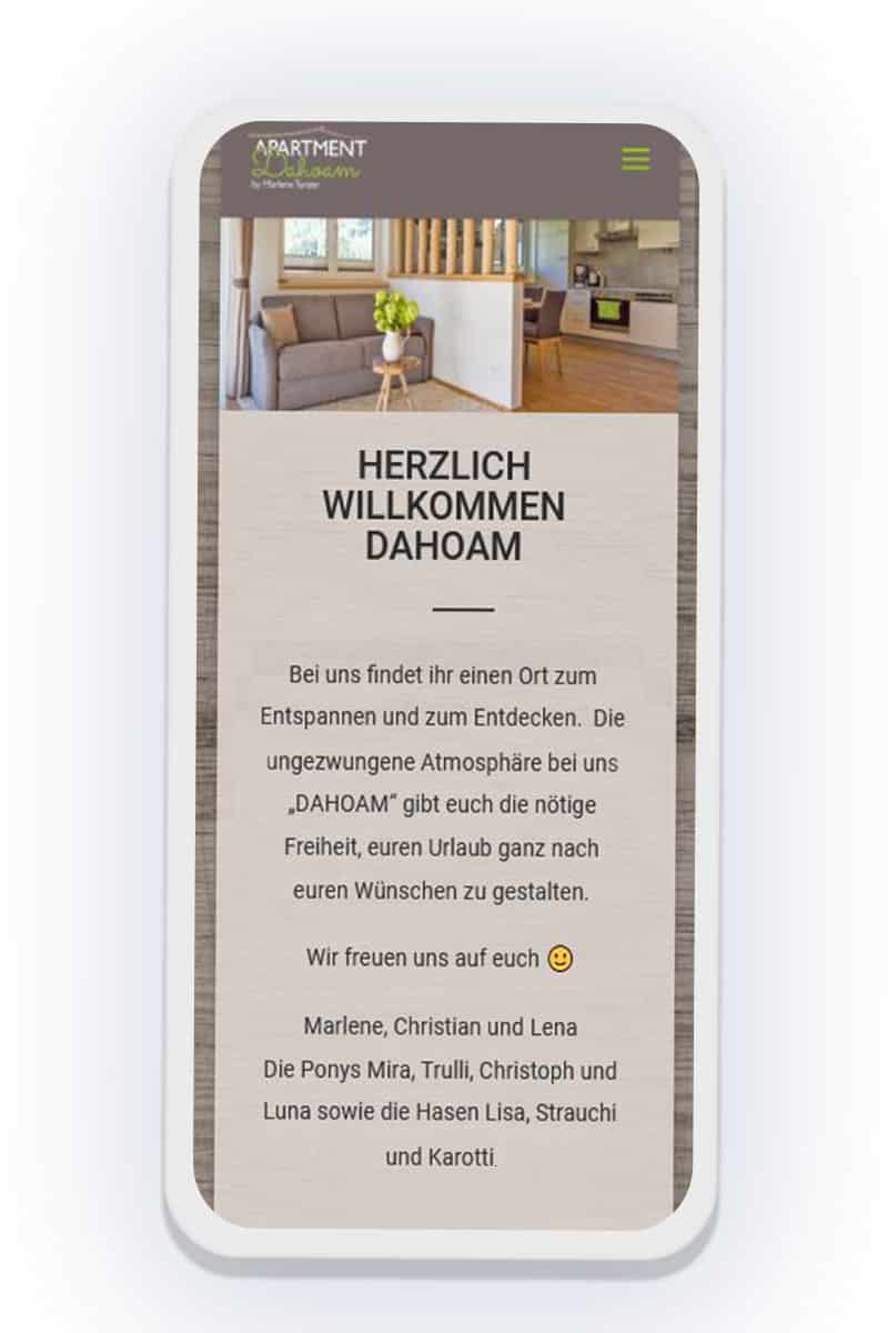 Responsive Website für Apartments