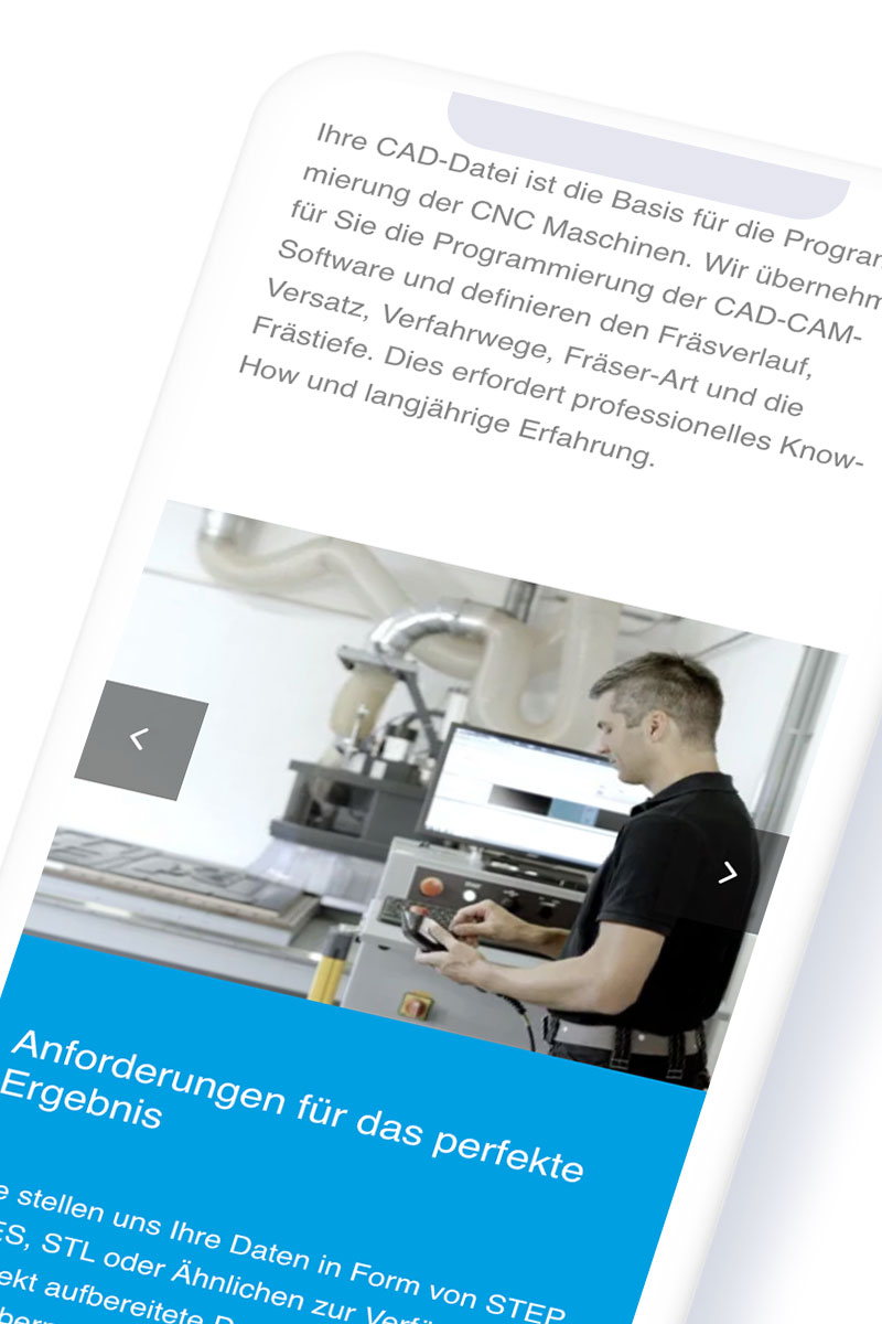 Responsive Website für 3D CNC Fertigung