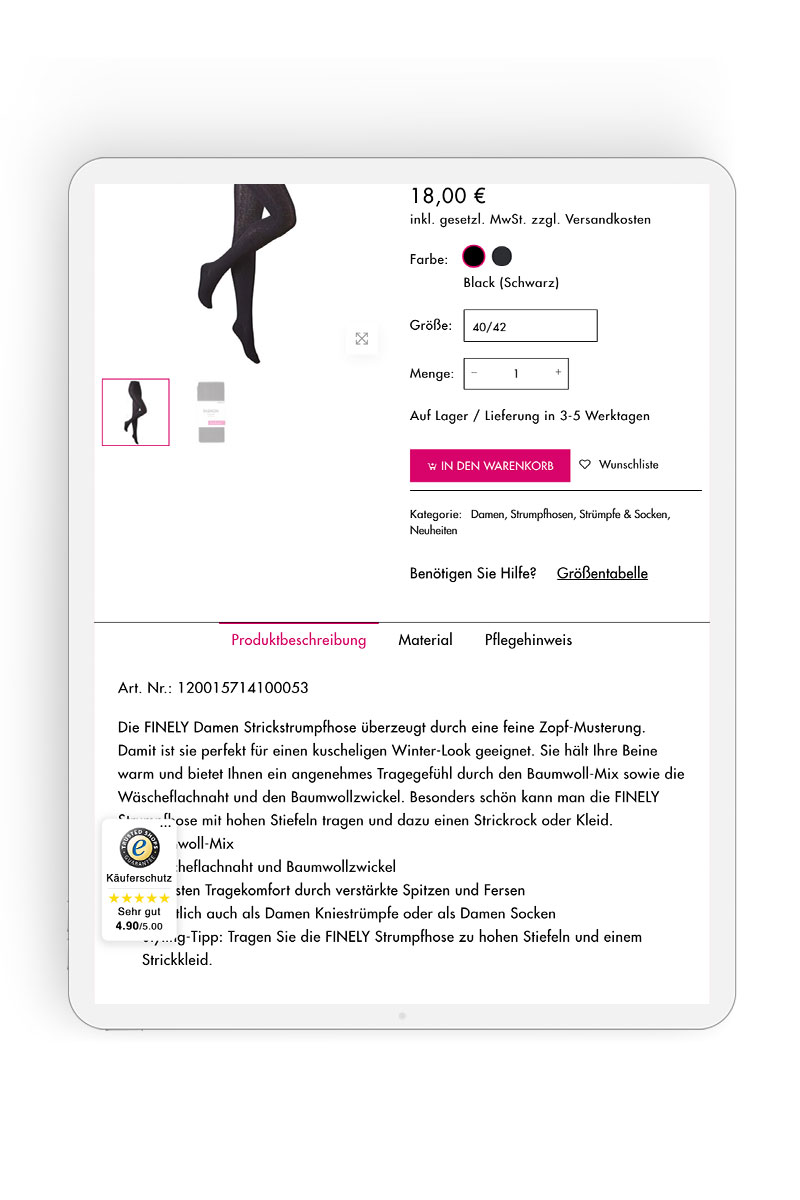 E-Commerce Konzept Modische Strumpfwaren